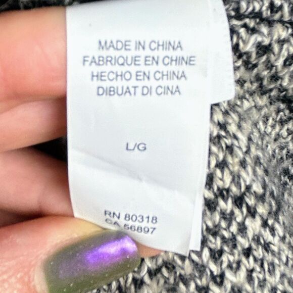 Lucky Brand Bali Cardigan Knit Open Front Draped Sweater Aztec Pt Black Cream L - Picture 12 of 14